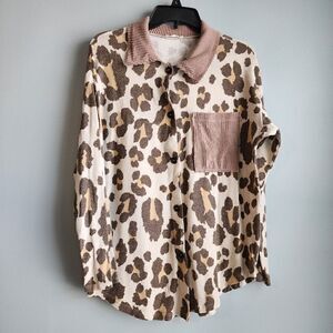 REB in J Leopard Print Button Down